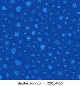 Seamless pattern with hearts and stars. Vector illustration.