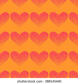 seamless pattern with hearts, stipple effect, vector illustration
