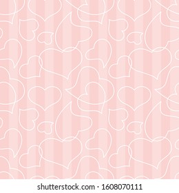 Seamless pattern with hearts and stripes. Pink. Valentine's day