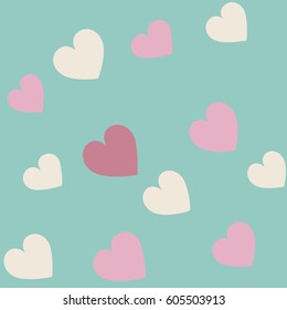 Seamless pattern with hearts in summer colors. Vector repeating texture.