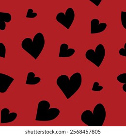 Seamless pattern with hearts. Template holiday vector illustration. Design for card, postcard, poster, print, banner. Cartoon colorful hearts on color background.