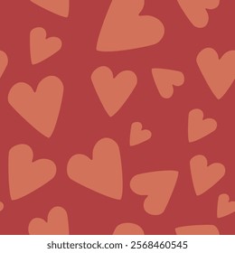 Seamless pattern with hearts. Template holiday vector illustration. Design for card, postcard, poster, print, banner. Cartoon colorful hearts on color background.