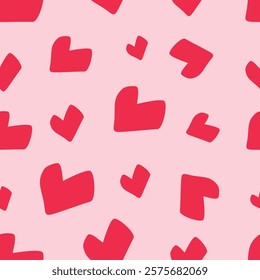 Seamless pattern with hearts. Template holiday vector illustration. Design for card, postcard, poster, print, banner. Cartoon colorful hearts on color background.