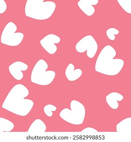 Seamless pattern with hearts. Template holiday vector illustration. Design for card, postcard, poster, print, banner. Cartoon colorful hearts on color background.