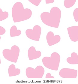 Seamless pattern with hearts. Template holiday vector illustration. Design for card, postcard, poster, print, banner. Cartoon colorful hearts on color background.