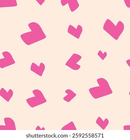 Seamless pattern with hearts. Template holiday vector illustration. Design for card, postcard, poster, print, banner. Cartoon colorful hearts on color background.