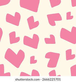 Patrón sin fisuras con corazones. Ilustración vectorial de vacaciones de Plantilla. Diseño para tarjeta, postal, cartel, impresión, Anuncio. Corazones coloridos de la historieta en el fondo del color.