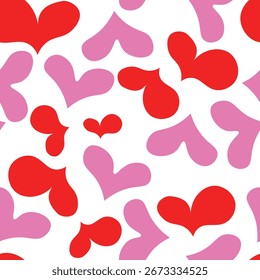 Patrón sin fisuras con corazones. Ilustración vectorial de vacaciones de Plantilla. Diseño para tarjeta, postal, cartel, impresión, Anuncio. Corazones coloridos de la historieta en el fondo del color.