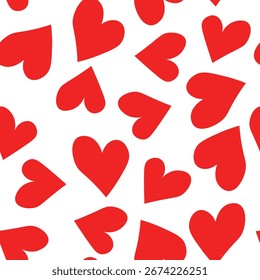 Patrón sin fisuras con corazones. Ilustración vectorial de vacaciones de Plantilla. Diseño para tarjeta, postal, cartel, impresión, Anuncio. Corazones coloridos de la historieta en el fondo del color.