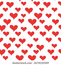 Patrón sin fisuras con corazones. Ilustración vectorial de vacaciones de Plantilla. Diseño para tarjeta, postal, cartel, impresión, Anuncio. Corazones coloridos de la historieta en el fondo del color.