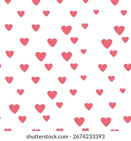 Patrón sin fisuras con corazones. Ilustración vectorial de vacaciones de Plantilla. Diseño para tarjeta, postal, cartel, impresión, Anuncio. Corazones coloridos de la historieta en el fondo del color.