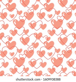Seamless pattern with hearts of tender color and with. Vector illustration...