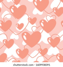 Seamless pattern with hearts of tender color and with. Vector illustration...