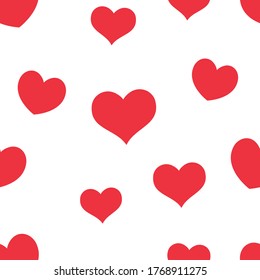 Seamless pattern of hearts. Universal print. Loopable love texture. Romantic background for designs.