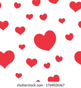 Seamless pattern of hearts. Universal print. Loopable love texture. Romantic background for designs.