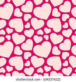 Seamless pattern with hearts. Valentine's day background. Vector abstract texture with small scattered hearts. Red and pink colors. Love romantic design for decor, gift paper, textile, greeting cards