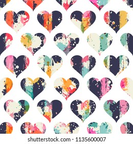 Seamless pattern with hearts. Valentine's Day. Can be used on packaging paper, fabric, background for different images, etc. Freehand drawing