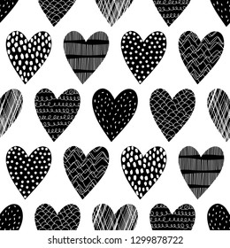 Seamless pattern with hearts. Valentine's Day. Can be used on packaging paper, fabric, background for different images, etc.