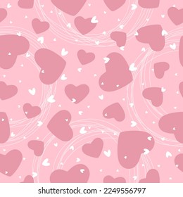 Seamless pattern with hearts. Valentine's day design. Vector illustration isolated on pink background.