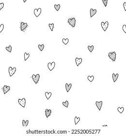 Seamless pattern of hearts for valentine's day and February 14th. Holiday decorations. Decor for printing gift paper, postcards. Pink and red cute hearts for gift for girls and women. Valentine's Day