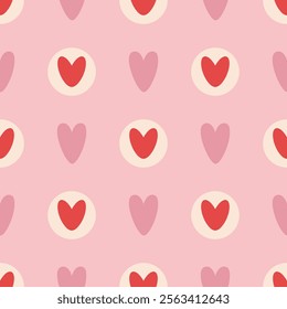 seamless pattern with hearts for valentines day, flat vector illustration, perfect for your holiday background, textile, greeting card, wrapping