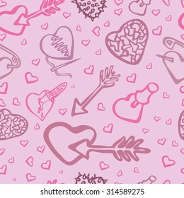 Seamless pattern with hearts. Valentines Day background. Stylish repeating print