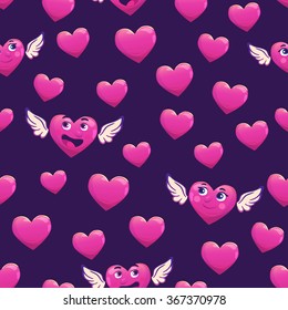 Seamless pattern with hearts. Valentines Day background.