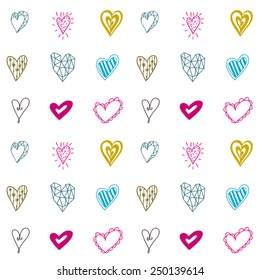  Seamless pattern with hearts for Valentines days or wedding day. Valentines day background. Vector illustration. Repeating texture.