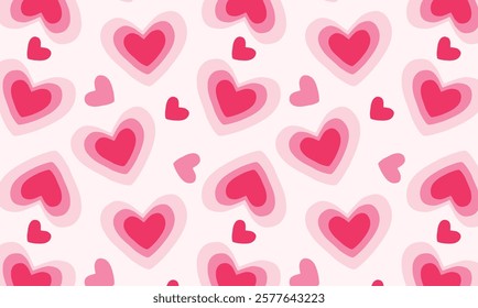 Seamless pattern with hearts. Vector background with love symbol hearts for Valentine's Day. Delicate print for printing on greeting cards, paper, gift wrapping, wallpaper and fabric,