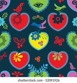 Seamless Pattern with Hearts; vector format