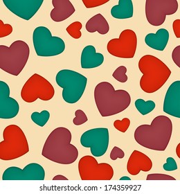Seamless pattern with hearts, vector illustration.