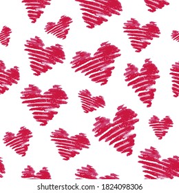Seamless pattern with hearts, vector illustration. Scrapbooking elements for cards, prints, stickers, wallpaper, fabric, textile, gift paper. Love, wedding and Valentine's day.