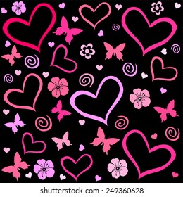 Seamless pattern with hearts. Vector Illustration