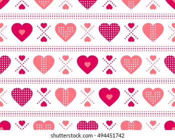 Seamless pattern of hearts. Vector illustration.