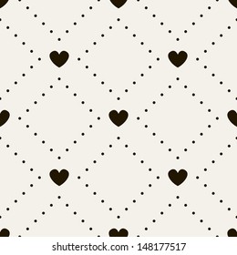 Seamless pattern with hearts. Vector repeating texture. Geometric polka dot