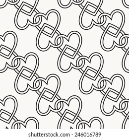 Seamless pattern with hearts. Vector repeating texture. Geometric entwined hearts