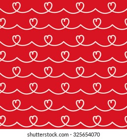 Seamless pattern with hearts. Vector repeating texture. Wavy lines and hearts. Background for Valentine's Day