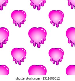 Seamless pattern with hearts. Vector wallpaper with stickers isolated on white background.