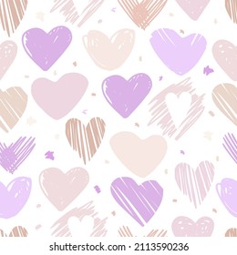 Nahtloses Muster mit Herzen in Vintage-Farben zum Verpacken von Papier.