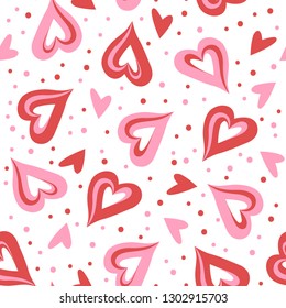 Seamless pattern with hearts. White background Vector