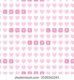 padrão perfeito com corações e a palavra "amor". Dia dos Namorados