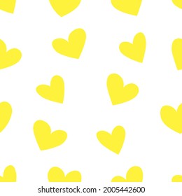 Seamless pattern hearts yellow color vector illustration