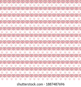Seamless pattern Heart-shaped backgrounds arranged in a row Design for Print, wallpaper, fabric, textile Vector illustration