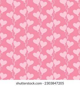 Seamless pattern with heart-shaped balloons. Stylish pink print. Print for textile, wallpaper, covers, surface. For fashion fabric. Love pattern