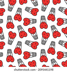 Seamless pattern with heart-shaped balloons. vector illustration in doodle style.design for Valentines day