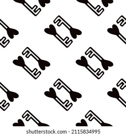 Seamless pattern with a heart-shaped key.vector illustration . Design for Valentines Day