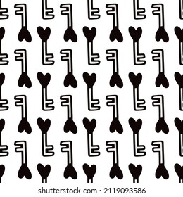 Seamless pattern with a heart-shaped key.vector illustration . Design for Valentines Day
