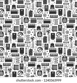 Seamless pattern with Heating, Ventilation and Conditioning in flat style vector icons.