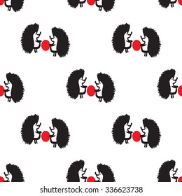 Seamless pattern with a hedgehog