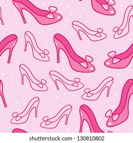 seamless pattern with heeled shoes in pink colors